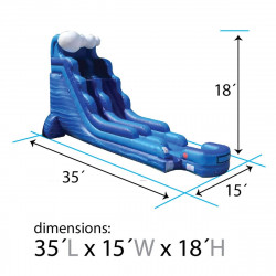 18 foot inflatable water slide blue marble wave dimensions 1712883155 18 Foot Blue Wave Inflatable Water Slide